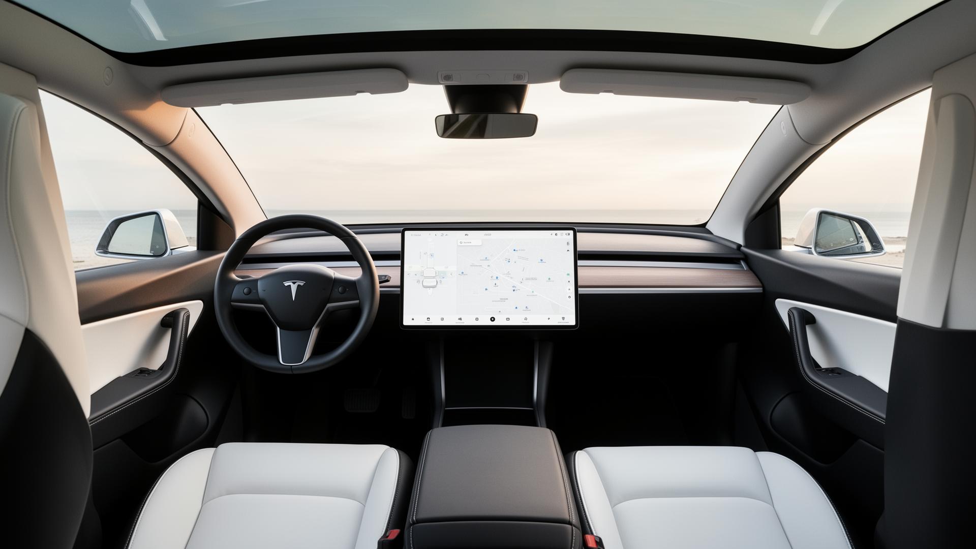 Intérieur épuré de la Tesla Model Y